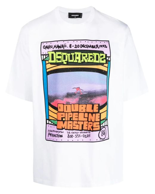 DSquared² Double Pipeline White T Shirt for men