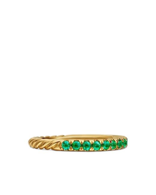 David Yurman Green 18Kt Cable Collectibles Emerald Stack Ring (2Mm)