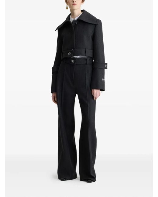 Patou Black Belted Wide-Lapel Jacket