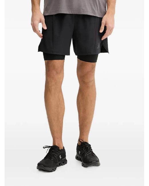 Adidas Black D4T Workout 2In1 Logo Performance Shorts for men