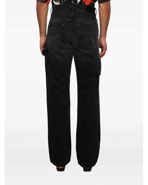 Amiri Black Embossed-Panel Carpenter Jeans for men