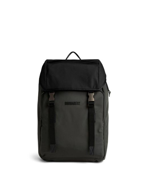 DSquared² Black Urban Logo Embroidered Backpack for men