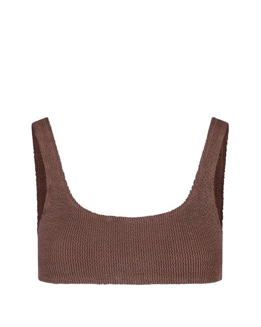 Mc2 Saint Barth Brown Naima Smocked Bikini Top
