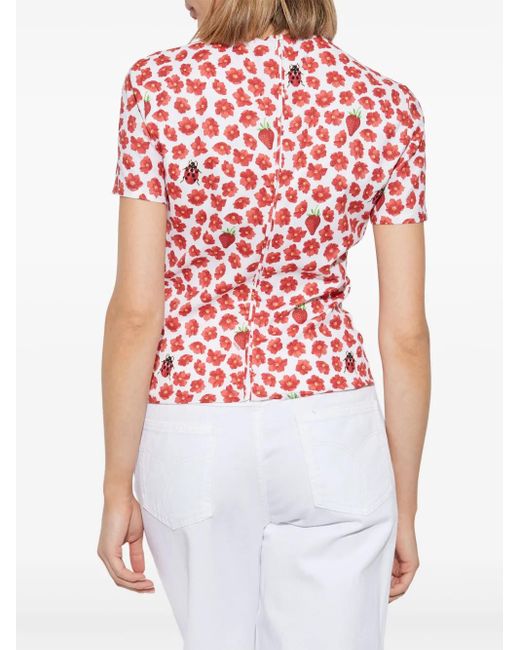 Haut Froncé Strawberry Garden Versace en coloris Red