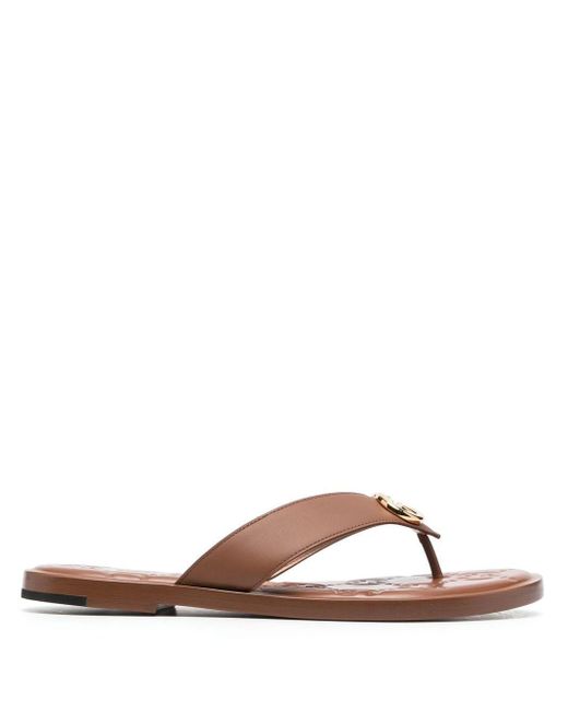Gucci Leather Interlocking G Thong-strap Sandals in Brown | Lyst Canada