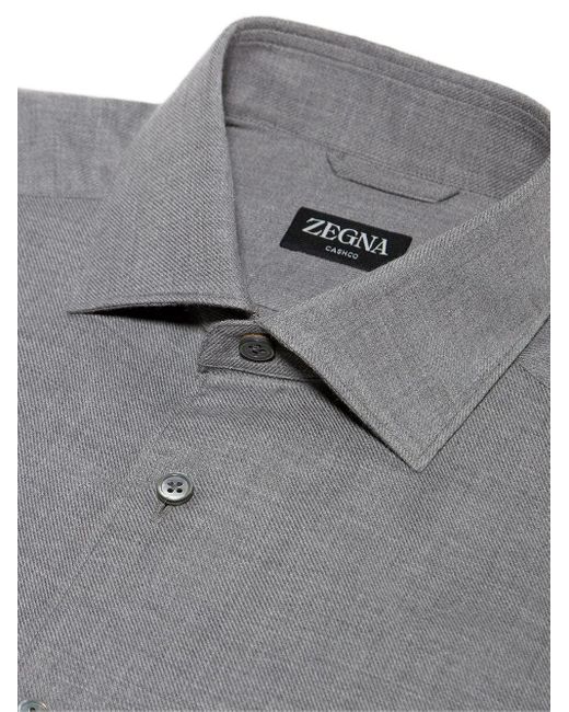 Zegna Gray Cashco Long-Sleeve Shirt for men