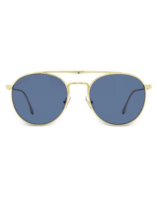 Longines Blue Double-Bridge Oval-Frame Sunglasses for men