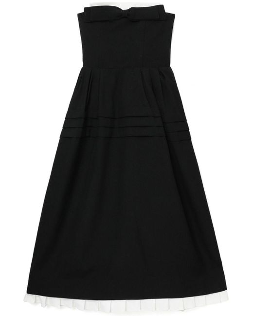 ShuShu/Tong Black Two-tone Strapless Midi Dress