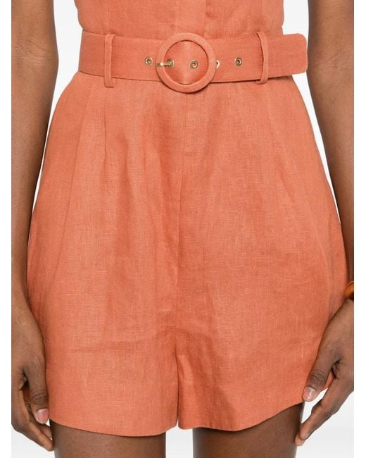 Zimmermann Orange Halter Belted Playsuit