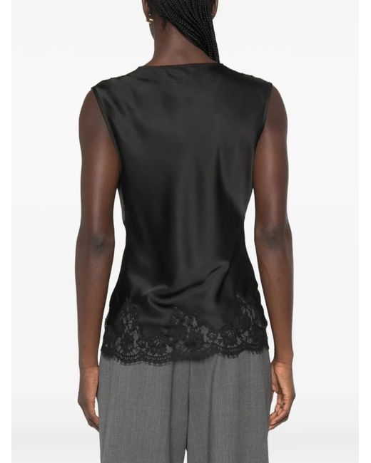 ERMANNO FIRENZE Black Lace-Trim Sleeveless Top