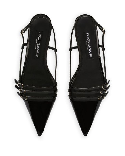 Dolce & Gabbana Black Patent-finish Leather Ballerina Shoes