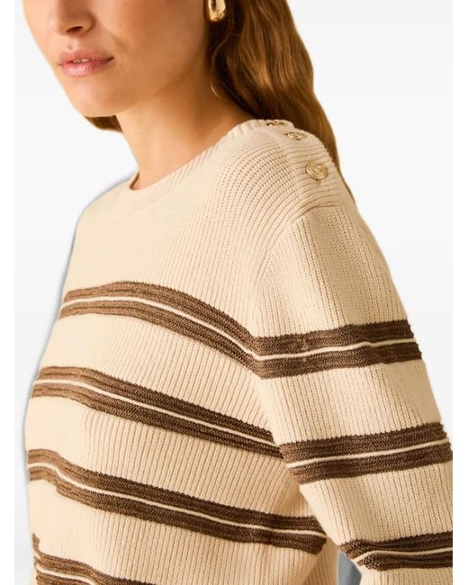 Pennyblack Natural Button-Detail Striped Sweater