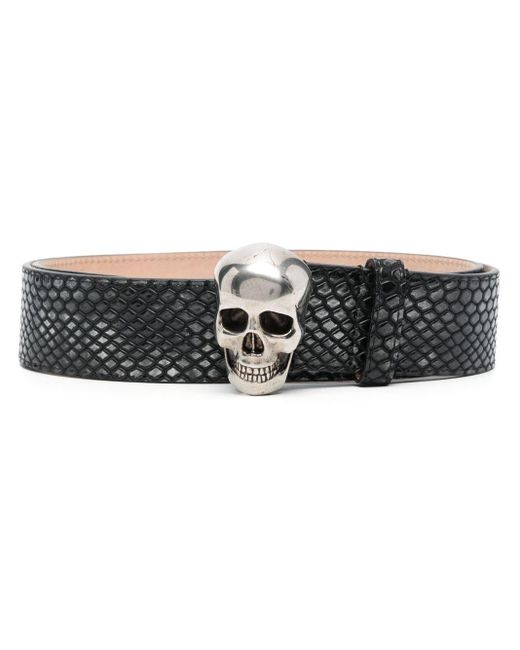 Mens Accessories Belts Alexander McQueen Leather Skull Tag Belt in Black for Men 