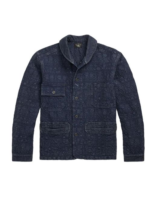 RRL Blue Textured Button-Up Jacket for men