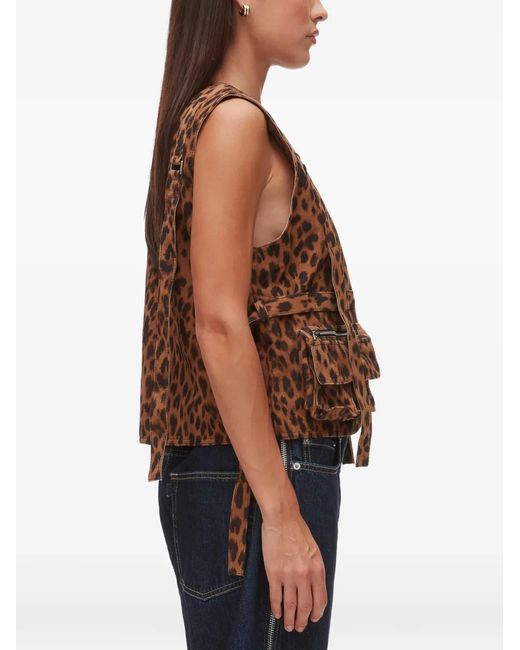 3.1 Phillip Lim Brown Leopard-Print Zip-Up Vest