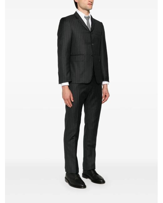 Thom Browne Black Pinstriped Wool Blazer - Men's - Cupro/wool for men