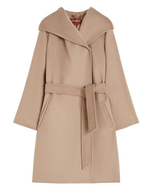 Max Mara Natural Kapuzenmantel Mit Gürtel