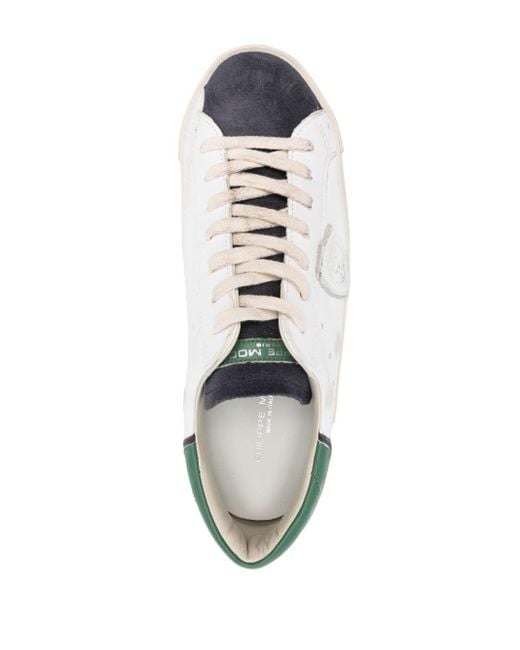 Philippe Model White Prsx Logo-Patch Leather Sneakers for men