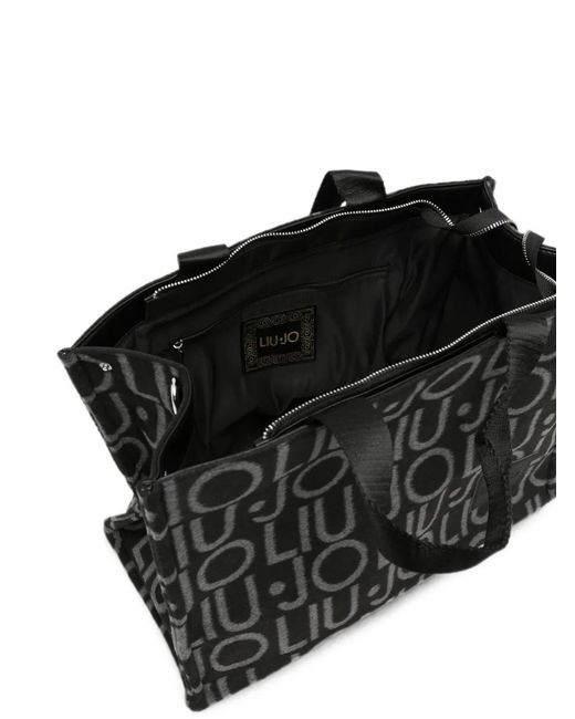 Liu Jo Black Logo-Jacquard Top-Handle Tote Bag