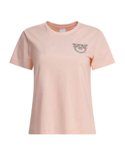 Pinko Pink Logo-Embellished T-Shirt