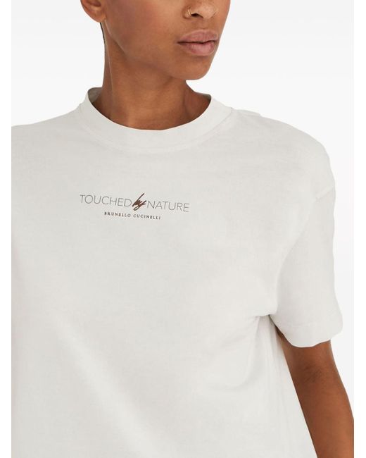 Brunello Cucinelli T-shirt Met Logoprint in het White