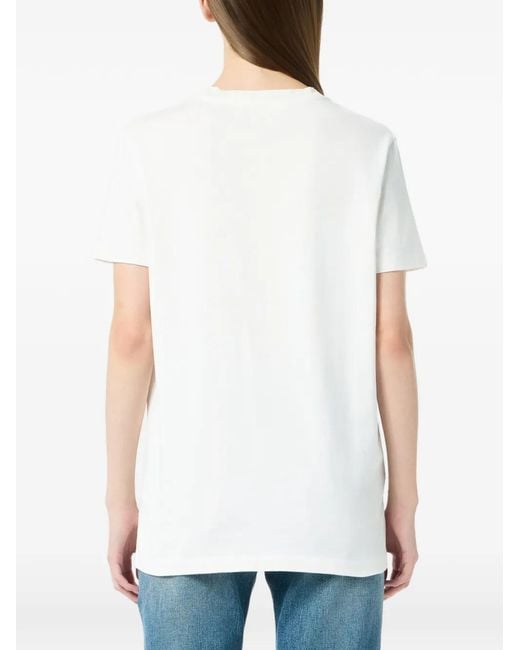 Blumarine White Dolphin-Print Jersey T-Shirt