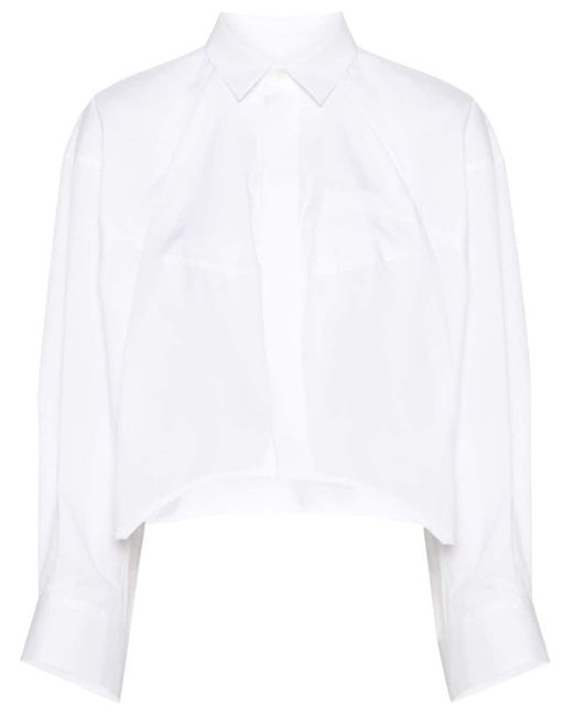 Chemise en popeline à manches évasées Sacai en coloris White