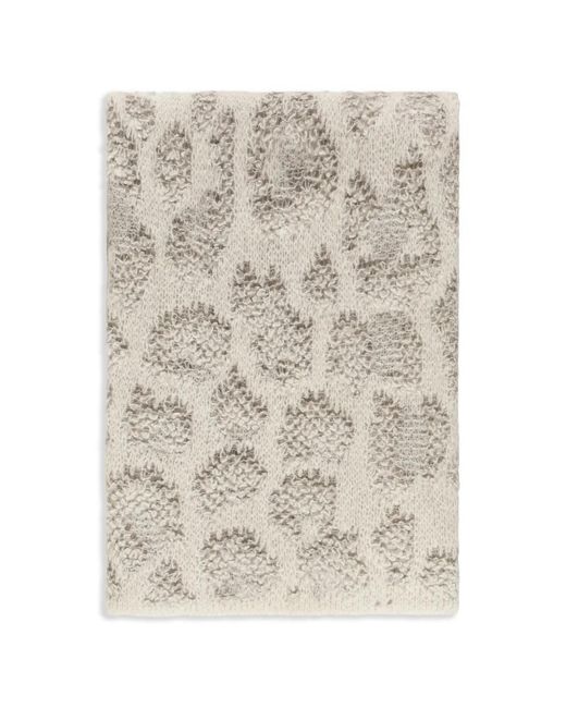 Avant Toi Natural Leopard-Pattern Knit Scarf