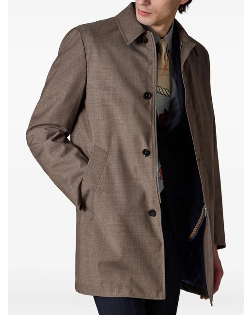 Paul Smith Brown Button Wool Coat for men