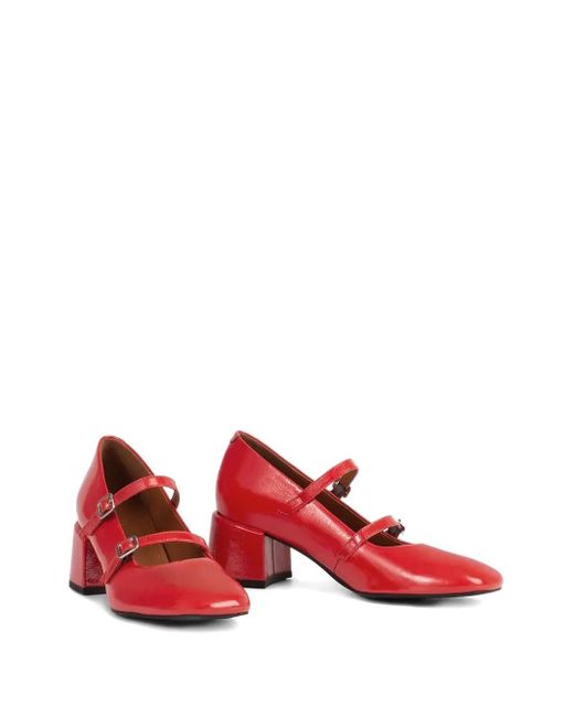 Vagabond Red 55Mm Adison Double-Buckle Block-Heel Pumps