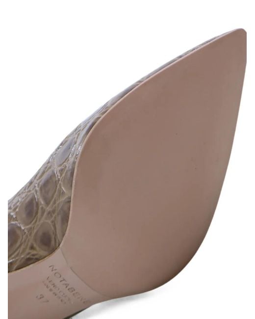 Notabene Brown Carolina 70 Croco-Effect Pointed-Toe Pumps