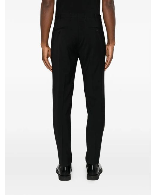 Incotex Black Pleated Tailored Trousers for men
