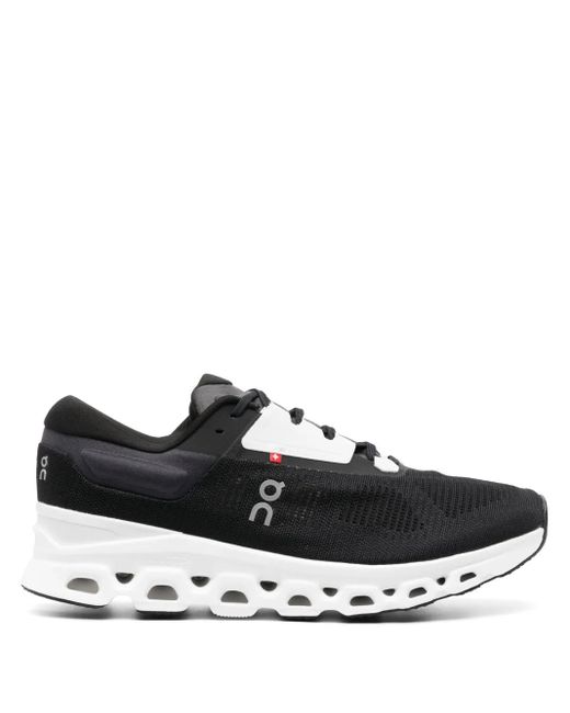 On Shoes Black Cloudstratus Running Sneakers for men