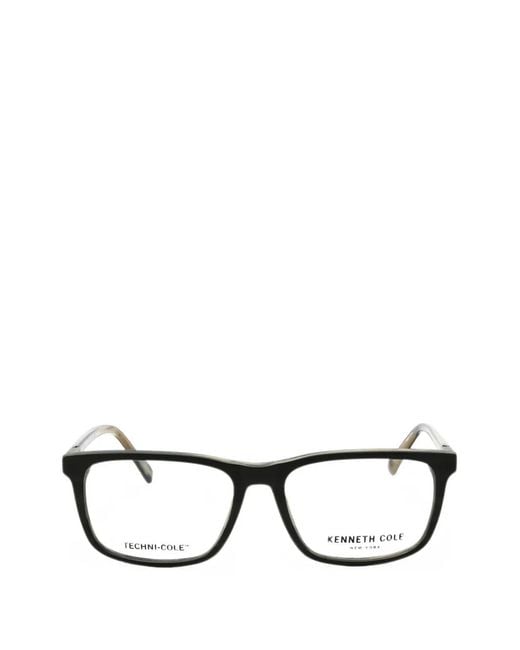Kenneth Cole Black Rectangle-Frame Glasses for men