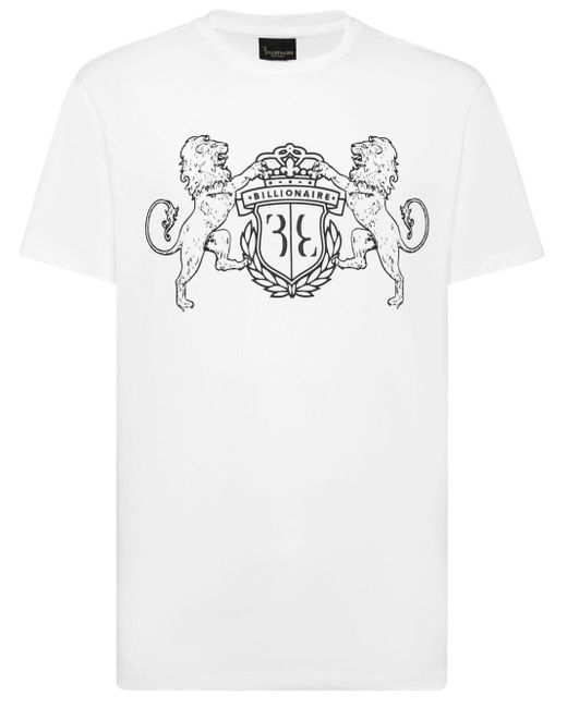 Billionaire White Logo-embroidered Cotton T-shirt for men