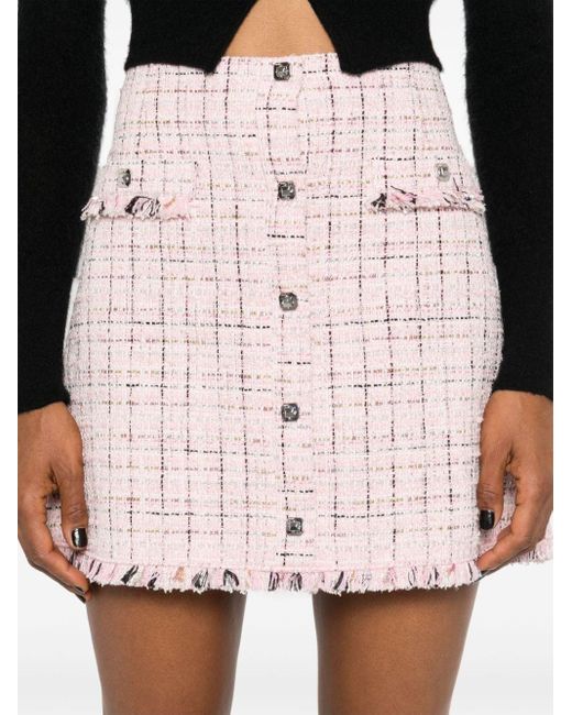 Maje Pink Tweed Bouclé Mini Skirt