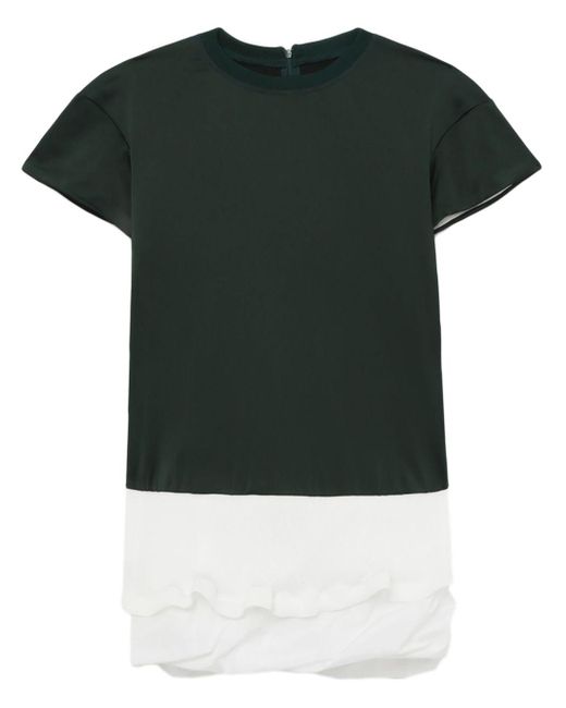 Toga Green Layered Ruffle-detail T-shirt
