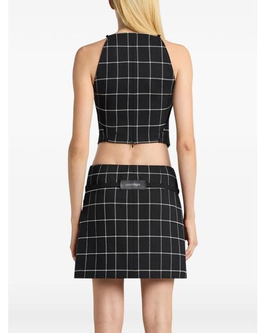 Courreges Black Halterneck Checked Tank Top