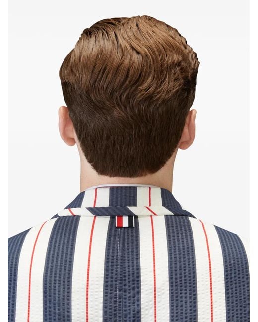 Thom Browne Blue Striped Seersucker Jacket for men