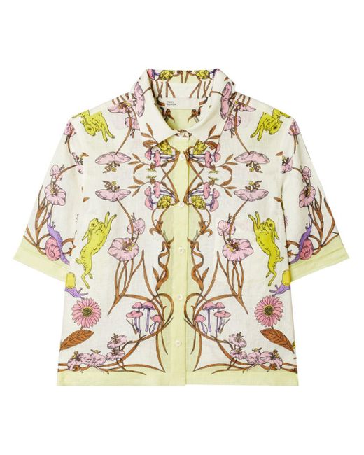Camisa con estampado botánico Tory Burch de color Metallic