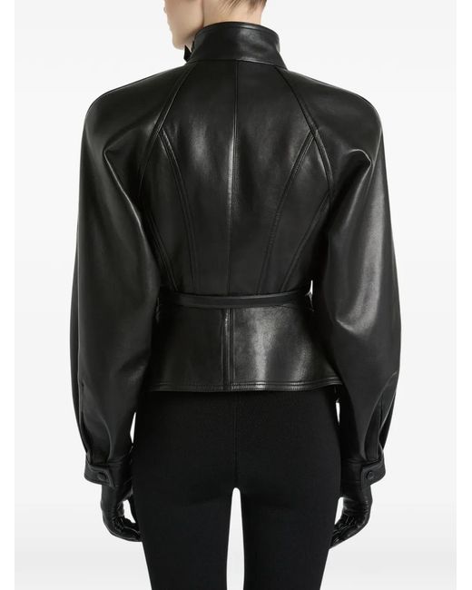 Balmain Black Lambskin Peplum Jacket