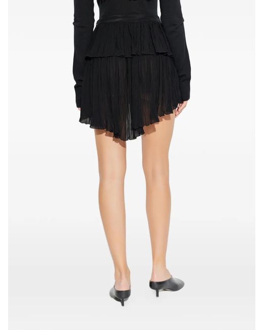 Blumarine Black Asymmetrical Pleated Georgette Skirt