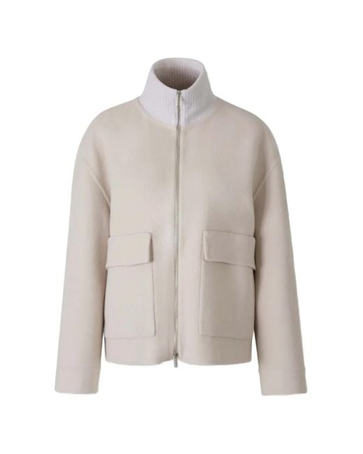 Peserico Natural Ribbed-Knit Panelled Jacket
