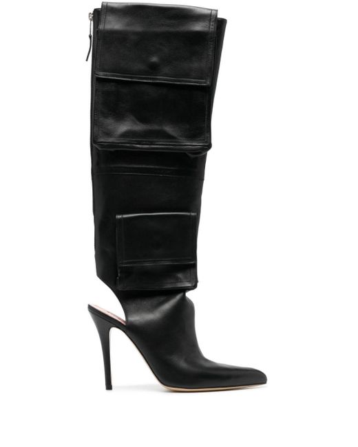 Natasha Zinko Black 115mm Cargo Leather Boots