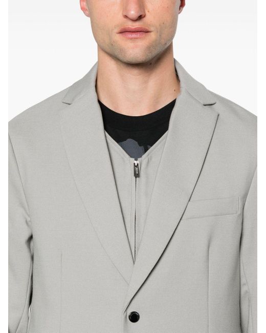 Blazer superposé à simple boutonnage Emporio Armani pour homme en coloris Gray