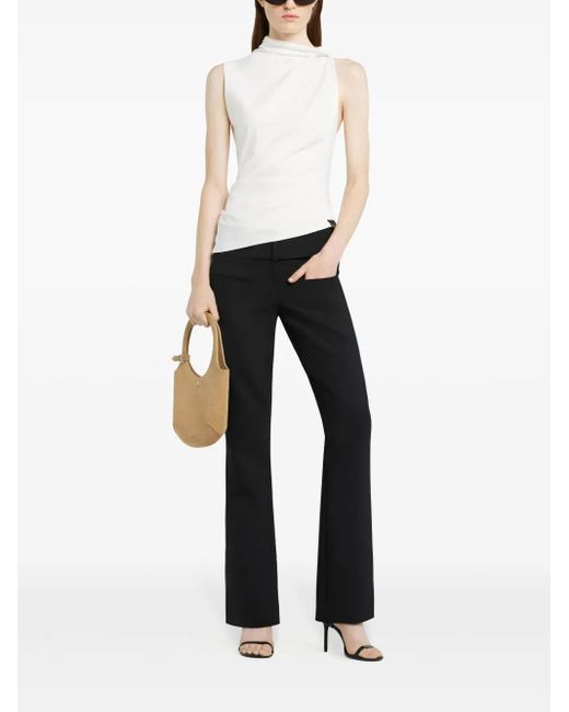 Courreges White Draped High Neck Top