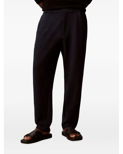 Calvin Klein Blue Pantalon Plissé À Taille Élastiquée for men