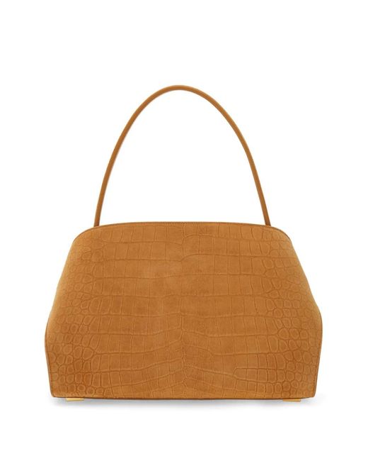 Ferragamo Brown Sac Porté Épaule Hug Soft Médium À Effet Peau De Crocodile