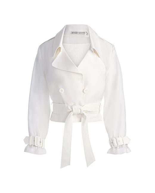 Alice + Olivia White Keith Belted Cropped Jacket