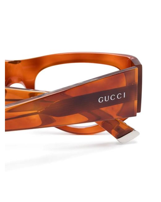 Gucci Brown Rectangle-Frame Glasses
